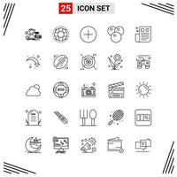 25 Icons Line Style Grid Based Creative Outline Symbols for Website Design Simple Line Icon Signs Isolated on White Background 25 Icon Set vector