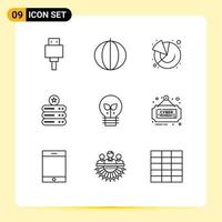 9 Creative Icons Modern Signs and Symbols of eco server vegetables data storage marketing Editable Vector Design Elements