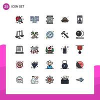 Group of 25 Filled line Flat Colors Signs and Symbols for locked hat database fashion productivity Editable Vector Design Elements