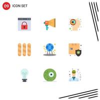 Universal Icon Symbols Group of 9 Modern Flat Colors of loaf bread marketing brain labyrinth Editable Vector Design Elements