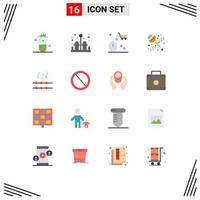 Pack of 16 creative Flat Colors of hungry antenna radar basket satellite shopping Editable Pack of Creative Vector Design Elements