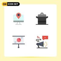 User Interface Pack of 4 Basic Flat Icons of computer business education kitchen strategy Editable Vector Design Elements