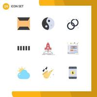 Set of 9 Modern UI Icons Symbols Signs for shuttle launch accessorize signal connection Editable Vector Design Elements