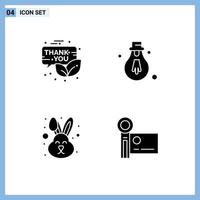 Set of 4 Commercial Solid Glyphs pack for email easter promotion light face Editable Vector Design Elements