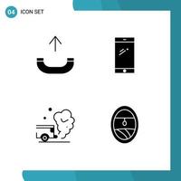 Modern Set of 4 Solid Glyphs Pictograph of call car phone huawei pollution Editable Vector Design Elements