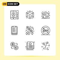 9 Creative Icons for Modern website design and responsive mobile apps 9 Outline Symbols Signs on White Background 9 Icon Pack vector