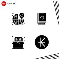 Collection of 4 Vector Icons in solid style Pixle Perfect Glyph Symbols for Web and Mobile Solid Icon Signs on White Background 4 Icons