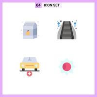 Modern Set of 4 Flat Icons Pictograph of breakfast car milk staircase plus Editable Vector Design Elements