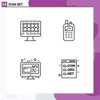 Modern Set of 4 Filledline Flat Colors Pictograph of computer friday phone wireless friday Editable Vector Design Elements