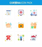 corona virus prevention covid19 tips to avoid injury 9 Flat Color icon for presentation  first aid washing emergency wash hand wash viral coronavirus 2019nov disease Vector Design Elements