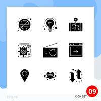 conjunto de 9 iconos de interfaz de usuario modernos signos de símbolos para electrodomésticos diseño de ingeniería económica elementos de diseño vectorial editables vector