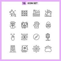 16 Icons in Line Style Outline Symbols on White Background Creative Vector Signs for Web mobile and Print