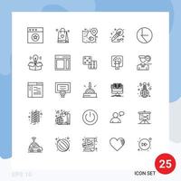 25 Creative Icons Modern Signs and Symbols of finance night map studio microphone Editable Vector Design Elements