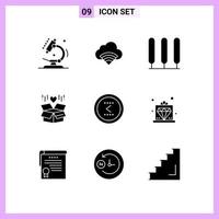 9 Thematic Vector Solid Glyphs and Editable Symbols of interface arrow cypress surprize box Editable Vector Design Elements