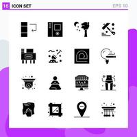 Set of 16 icons in solid style Creative Glyph Symbols for Website Design and Mobile Apps Simple Solid Icon Sign Isolated on White Background 16 Icons vector