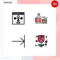 4 User Interface Filledline Flat Color Pack of modern Signs and Symbols of coding arrow flowchart cup finish Editable Vector Design Elements