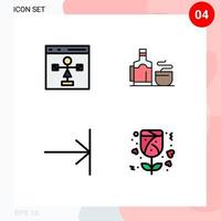 4 interfaz de usuario paquete de color plano de línea de relleno de signos y símbolos modernos de codificación flecha diagrama de flujo acabado de copa elementos de diseño vectorial editables vector