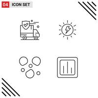 Mobile Interface Line Set of 4 Pictograms of insurance ice van sun analytics Editable Vector Design Elements