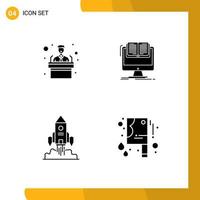 4 Solid Glyph concept for Websites Mobile and Apps conference spaceship document cv launch Editable Vector Design Elements