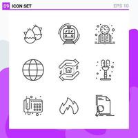 Set of 9 icons in Line style Creative Outline Symbols for Website Design and Mobile Apps Simple Line Icon Sign Isolated on White Background 9 Icons vector