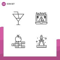 4 Line concept for Websites Mobile and Apps drink apple party cyber education Editable Vector Design Elements