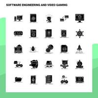 25 conjunto de iconos de ingeniería de software y videojuegos plantilla de ilustración de vector de icono de glifo sólido para ideas web y móviles para empresa comercial