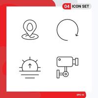 Pack of 4 Modern Filledline Flat Colors Signs and Symbols for Web Print Media such as location sunrise easter rotate cam Editable Vector Design Elements