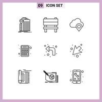 Set of 9 Vector Outlines on Grid for arrows math interior finance marker Editable Vector Design Elements
