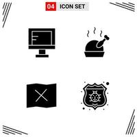 4 Icons Solid Style Grid Based Creative Glyph Symbols for Website Design Simple Solid Icon Signs Isolated on White Background 4 Icon Set vector