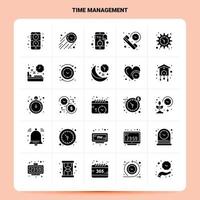 Solid 25 Time Management Icon set Vector Glyph Style Design Black Icons Set Web and Mobile Business ideas design Vector Illustration