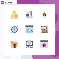 User Interface Pack of 9 Basic Flat Colors of online watch office time business Editable Vector Design Elements