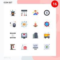 Group of 16 Modern Flat Colors Set for mouse computer employee signal bluetooth Editable Pack of Creative Vector Design Elements