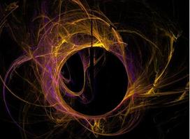 yellow purple abstract space illustration of a fantasy planet on a black background, fractal graphics, design, art photo