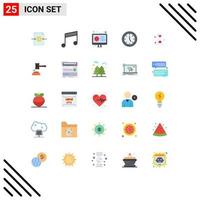 25 Flat Color concept for Websites Mobile and Apps heart products coding electronics clock Editable Vector Design Elements