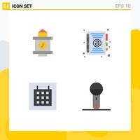 Universal Icon Symbols Group of 4 Modern Flat Icons of train devices address calendar microphone Editable Vector Design Elements