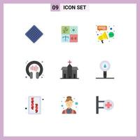 9 User Interface Flat Color Pack of modern Signs and Symbols of support conversation process communication campaign Editable Vector Design Elements