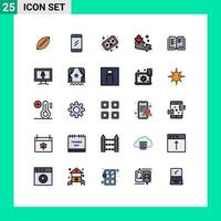 Set of 25 Commercial Filled line Flat Colors pack for leaf map chat joystick game Editable Vector Design Elements