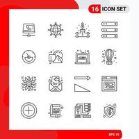 conjunto creativo de 16 iconos de contorno universal aislado sobre fondo blanco vector