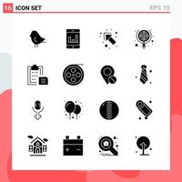 Collection of 16 Vector Icons in solid style Modern Glyph Symbols for Web and Mobile Solid Icon Sign Isolated on White Background 16 Icons