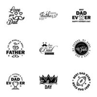 happy fathers day 9 Black text design Vector calligraphy Typography poster Usable as background Editable Vector Design Elements