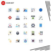 Stock Vector Icon Pack of 25 Line Signs and Symbols for learning pallet computer painting present Editable Vector Design Elements