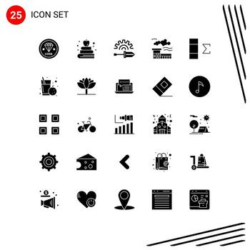 25 Solid Glyph concept for Websites Mobile and Apps summary column screw driver landscape factory Editable Vector Design Elements