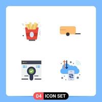 Set of 4 Modern UI Icons Symbols Signs for fast food pack farmer web cloud Editable Vector Design Elements