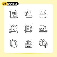 9 Creative Icons for Modern website design and responsive mobile apps 9 Outline Symbols Signs on White Background 9 Icon Pack vector