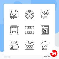 Modern Pack of 9 Icons Line Outline Symbols isolated on White Backgound for Website designing vector