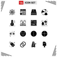 Group of 16 Solid Glyphs Signs and Symbols for online network archive connect up Editable Vector Design Elements