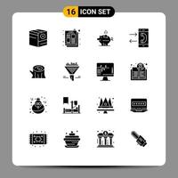 Modern Set of 16 Solid Glyphs Pictograph of conversation communication job ad call safe Editable Vector Design Elements