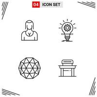 4 Icons Line Style Grid Based Creative Outline Symbols for Website Design Simple Line Icon Signs Isolated on White Background 4 Icon Set vector