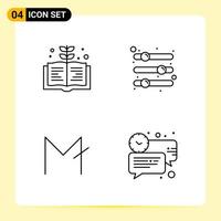 4 Creative Icons for Modern website design and responsive mobile apps 4 Outline Symbols Signs on White Background 4 Icon Pack vector