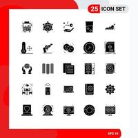 Pictogram Set of 25 Simple Solid Glyphs of mason set house kitchen done Editable Vector Design Elements